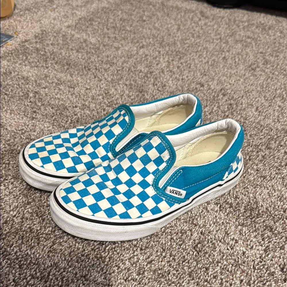 Vans Kids Blue Checkered Slip-On Shoes